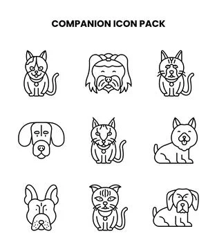 Companion Line Vector Icons Pack Stock Illustration