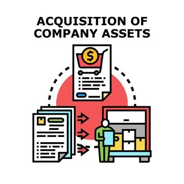 Company assets acquisition process and business purchase concept Stock Illustration