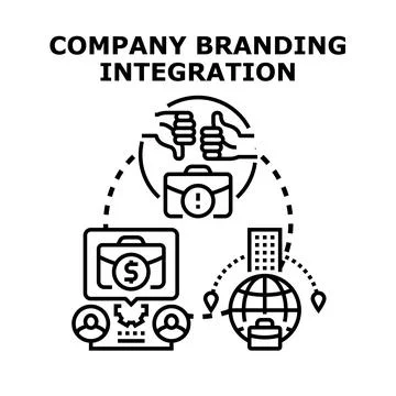 Company branding integration process establishing global connection Stock Illustration