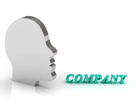 COMPANY bright color letters and silver head mind on a white background Stock Illustration