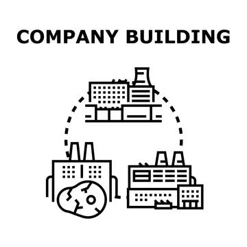 Company building different structures creating business ecosystem development Stock Illustration