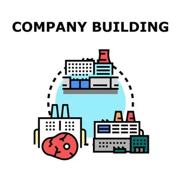 Company building different structures creating business ecosystem development Stock Illustration