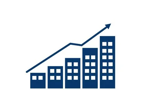 Company building graph chart on white Ilustración de archivo