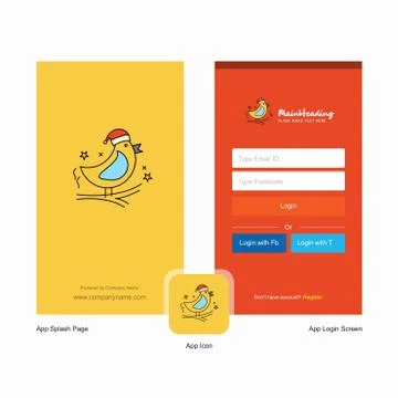 Company Christmas cookie  Splash Screen and Login Page design with Logo templ Stock Illustration