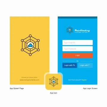 Company Cloud network  Splash Screen and Login Page design with Logo template イラスト素材