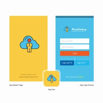 Company Cloud network Splash Screen and Login Page design with Logo template. イラスト素材