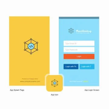 Company Code Splash Screen and Login Page design with Logo template. Mobile O Illustrazione stock