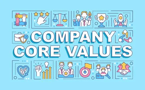 Company core values word concepts banner Illustrazione stock