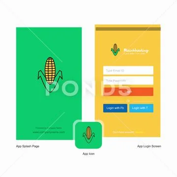 Company Corn Splash Screen and Login Page design with Logo template ...