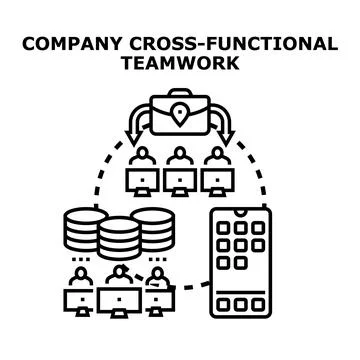 Company cross functional team working together for business goals Illustrazione stock