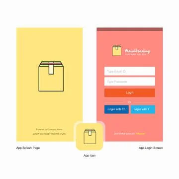 Company Database  Splash Screen and Login Page design with Logo template. Mob Stock Illustration