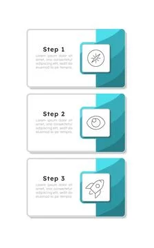 Company development rectangle green vertical infographic 3 steps Stockillustratie