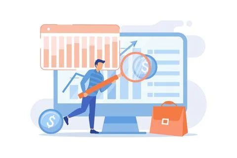 Company development statistics. Financial analytics, investment revenue, gr.. Stock Illustration