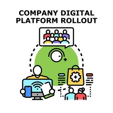 Company digital platform rollout management concept Stock Illustration
