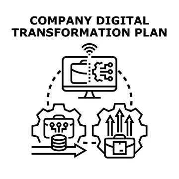 Company digital transformation plan implementing business processes Stock Illustration