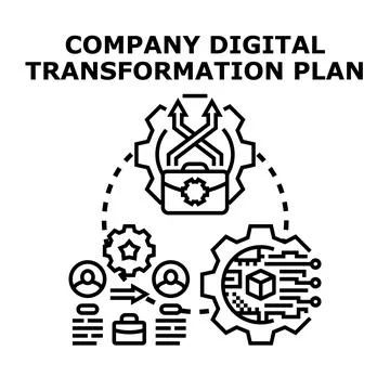 Company digital transformation plan implementing technology strategy Illustrazione stock