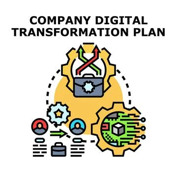 Company digital transformation plan implementing technology strategy 库存插图