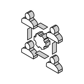 Company employees working process isometric icon vector illustration Stock Illustration