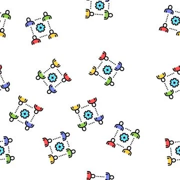 Company employees working process vector seamless pattern Stock Illustration