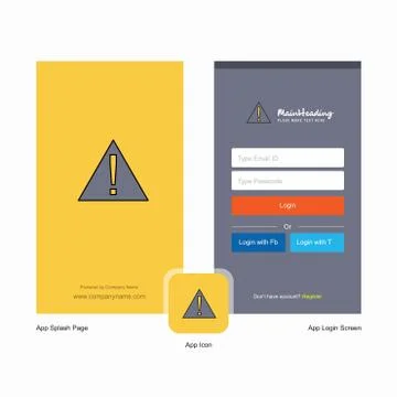 Company Error Splash Screen and Login Page design with Logo template. Mobile  Stock Illustration