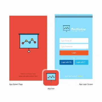 Company Graph chart  Splash Screen and Login Page design with Logo template.  イラスト素材