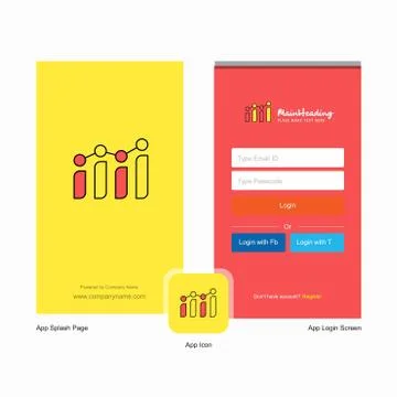 Company Graph Splash Screen and Login Page design with Logo template. Mobile  Stockillustratie