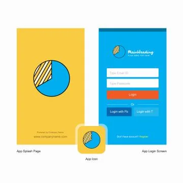 Company Graph Splash Screen and Login Page design with Logo template. Mobile  스톡 일러스트