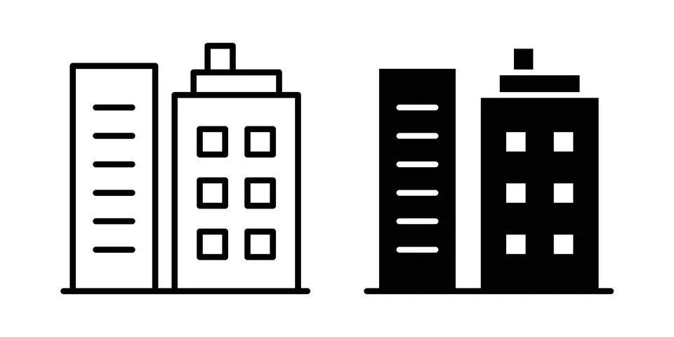 Company icon linear versions pack on white background Stock Illustration