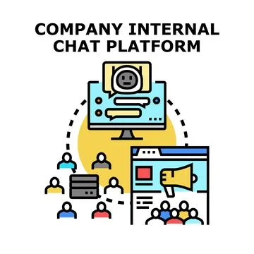 Company internal chat platform connecting people and teams Stock Illustration