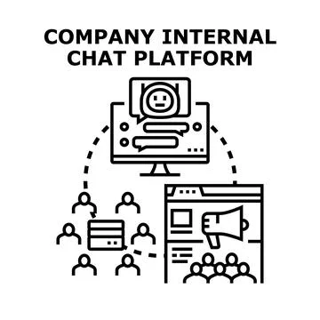 Company internal chat platform connecting people and teams Stock Illustration