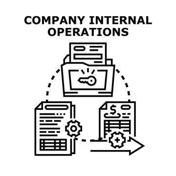 Company internal operations process and business workflow organizing document Stock Illustration
