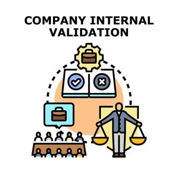 Company internal validation process business assessment concept Stock Illustration