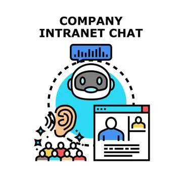 Company intranet chat bot communicating with employees Stock Illustration
