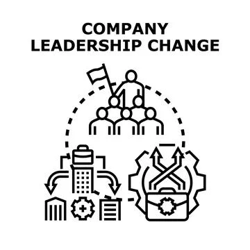 Company leadership change developing new business strategy Stock Illustration