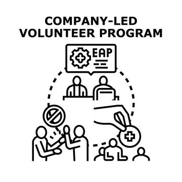 Company led volunteer program vector concept displaying support Stock Illustration