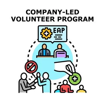 Company led volunteer program vector concept displaying support Illustrazione stock
