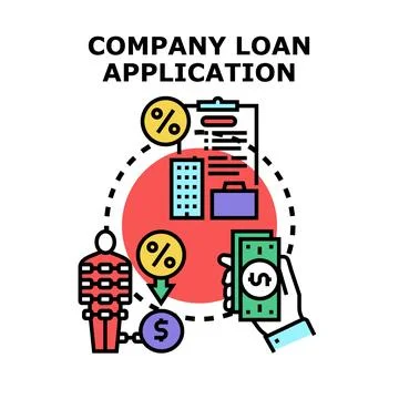 Company loan application process with financial payments Stock Illustration