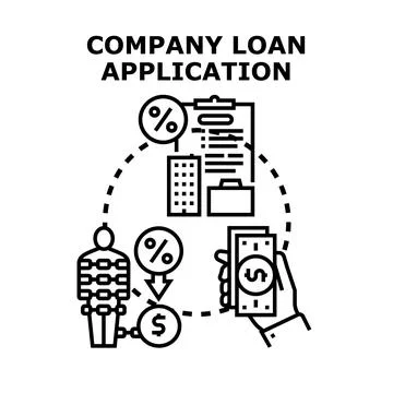 Company loan application process with financial payments Stock Illustration