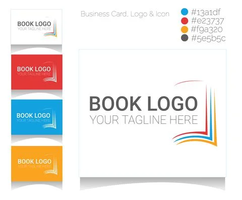 Company logo with color code and slogan. Digital book icon Stock Illustration