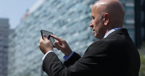 Company Manager Using Tablet Accessing Business Partner Financial Information 스톡 동영상 66863510