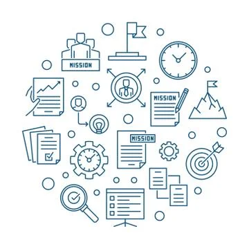Company Mission Statement vector round line illustration Stock Illustration