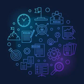 Company Mission Statement vector round blue line illustration 스톡 일러스트