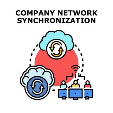 Company network synchronization concept connecting remote teams 스톡 일러스트