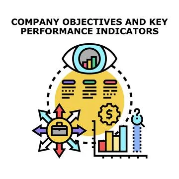 Company objectives and key performance indicators concept Stock Illustration