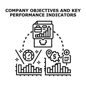 Company objectives and key performance indicators concept Stock Illustration