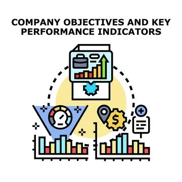 Company objectives and key performance indicators concept Stock Illustration
