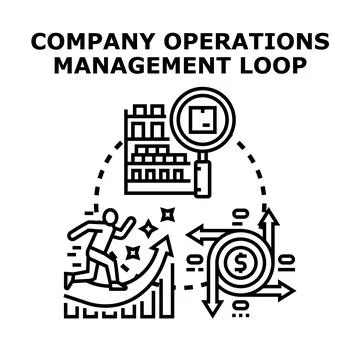 Company operations management loop concept with business process Stock Illustration