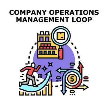 Company operations management loop concept with business process Stock Illustration