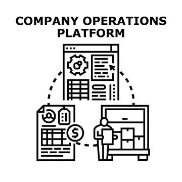 Company operations platform managing interconnected business processes 스톡 일러스트