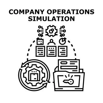 Company operations simulation evaluating business process improvement Stock Illustration